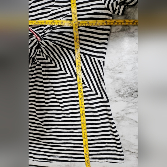 Anthropologie ett:wa Black White Striped Short Sleeve Blouse Medium - Picture 7 of 8